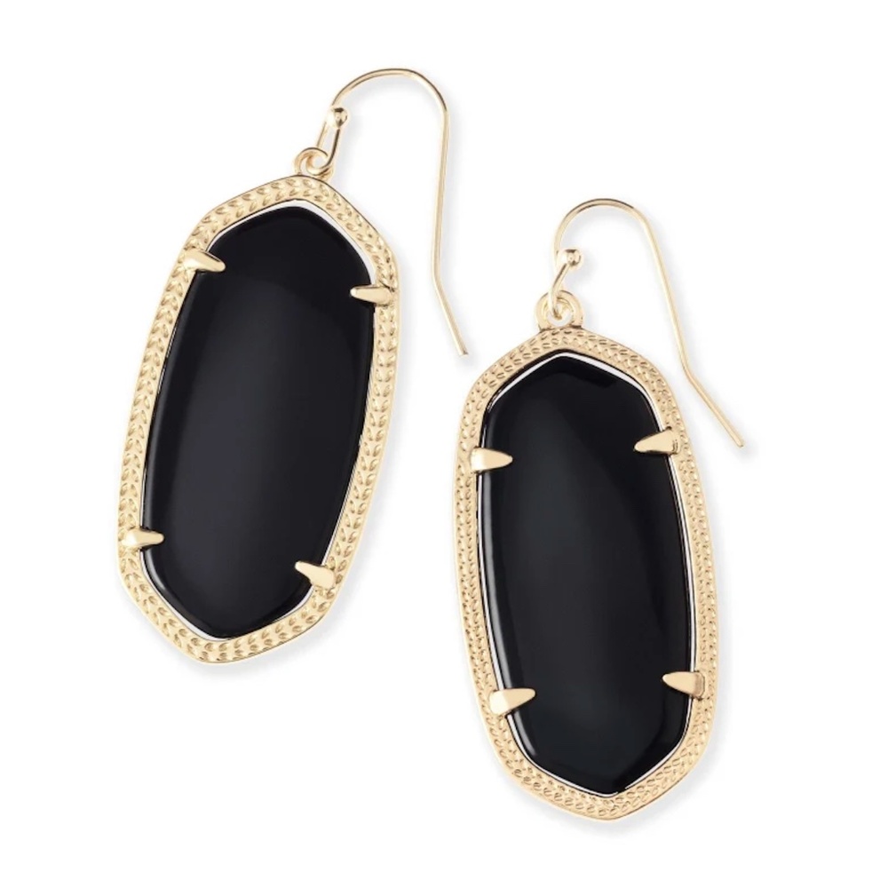 Kendra Scott Elle Gold Drop Earrings in Black Opaque Glass